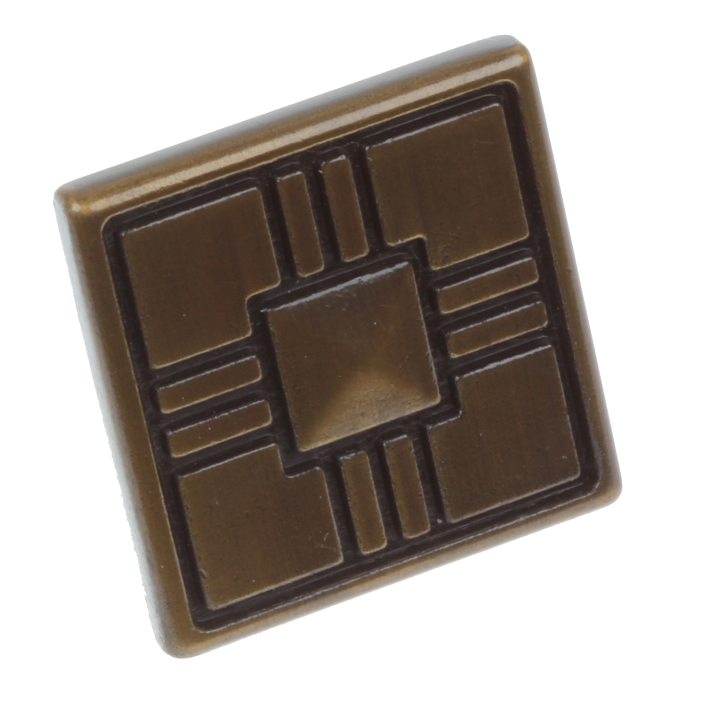 GlideRite 1-1/4 in. Square Deco Cabinet Knob, Antique Brass