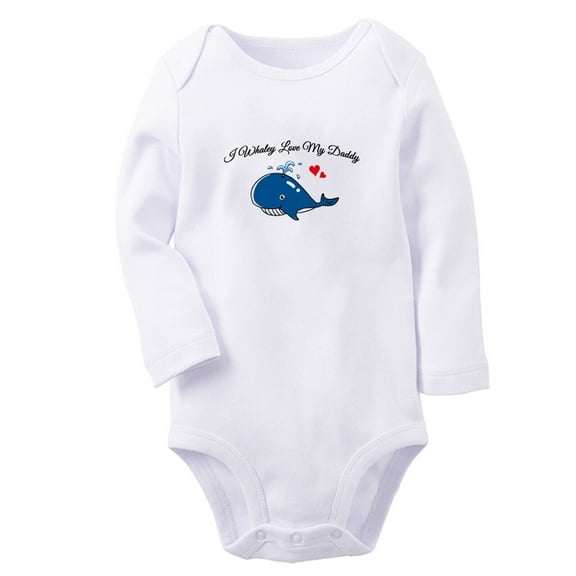 I Whaley Love My Daddy Funny Rompers, Newborn Baby Unisex Bodysuits, Infant Jumpsuits, Toddler 0-12 Months Kids Long Sleeves Oufits (White, 6-12 Months)