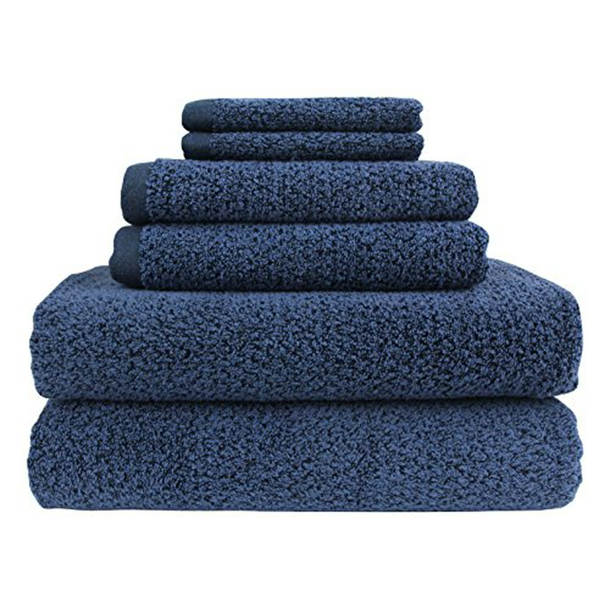 Everplush Diamond Jacquard 6 Piece Bath Towel Set Navy Blue Walmart