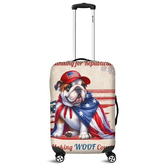 Republican Bulldog Making Woof Count Election 2024 Travel Luggage Cover Dog Lover Gifts Idea Suitcase Dust Protective Decor - 01002