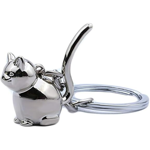 Keyring 3D Cat Keychain Metal Key Ring Key Chain Creative Gifts for Men and Women