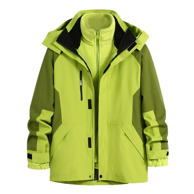 Bowake Veste de Pluie pour Hommes Chaude Hiver Fermeture Éclair Coupe-Vent Imperméable Randonnée Extérieure avec Capuche Grande Taille