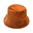 thumbnail image 3 of SPRING PARK Chic Women's Winter Solid Color Plushy Faux Fur Wide Brim Thick Warm Bucket Cap Fish Hat, 3 of 7