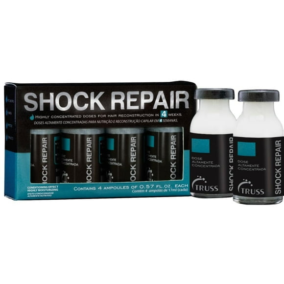 TRUSS Réparation des Chocs - Sérum de Traitement des Cheveux Abîmés pour Reconstruction Hebdomadaire + Réparation Capillaire en Cours - avec Ampoules Hautement Concentrées pour Hydratation Prime + Force - (Approvisionnement de 4 Semaines)