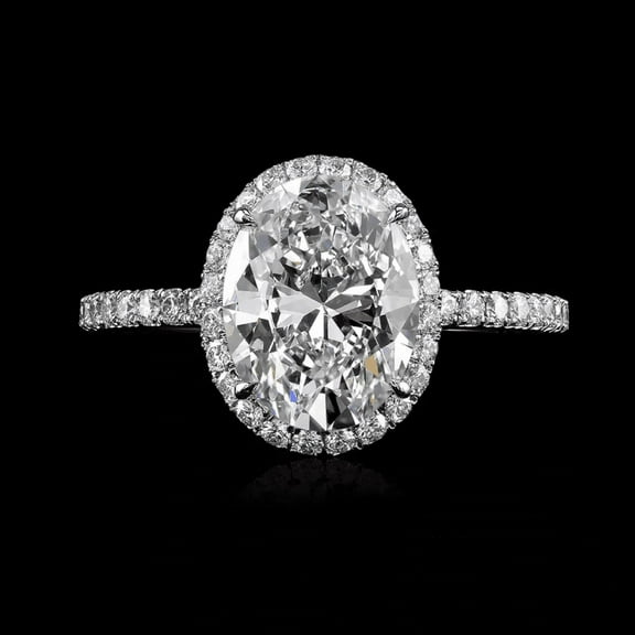3 Carat IGI Certified Lab Grown Oval Cut Diamond Engagement Ring in Solid 14K White Gold