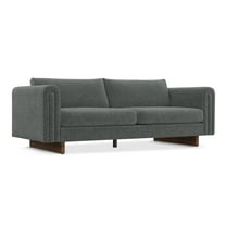 Simpli Home Jones 84 inch Wide Contemporary Sofa in Dark Grey Tightly Woven Performance Fabric