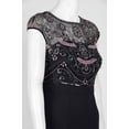 thumbnail image 3 of Aidan Mattox Embellished Mesh Bodice Crew Neck Cap Sleeve Keyhole Back Stretch Crepe Dress-BLACK / 6, 3 of 3