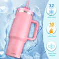 thumbnail image 3 of Vaso de 40 oz con asa y pajita, 2 tapas (2 en 1 y tapa a prueba de fugas) – Botella de agua de doble pared de acero inoxidable con aislamiento al vacío, taza de café de viaje – Regalos navideños para, 3 of 5