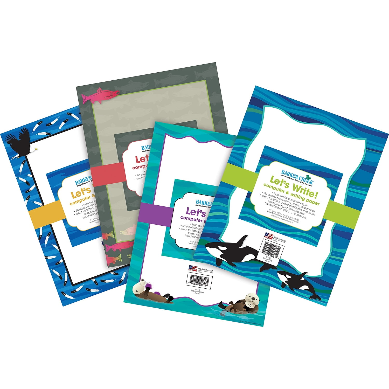 Barker Creek Sea & Sky Computer Paper Pack (4 Designs) - 200 Sheets