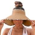 thumbnail image 3 of ZHENHONG Sun Hats for Women Summer Fashion Beach Holiday Sun Hat Floppy Straw Hat Casual Solid Color Headwear Coffee, 3 of 9
