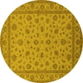 thumbnail image 1 of Ahgly Company Indoor Round Oriental Yellow Traditional Area Rugs, 6' Round, 1 of 4