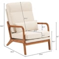 thumbnail image 2 of High Back Solid Wood Armrest Backrest Iron Frame Linen Indoor Leisure Chair Off-white, 2 of 18