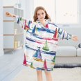 thumbnail image 5 of FORMRS Wearable Blanket Hoodie with Sleeves for Kids Cozy Flannel Sweatshirt, Hand Drawn Sailboats, 5 of 7