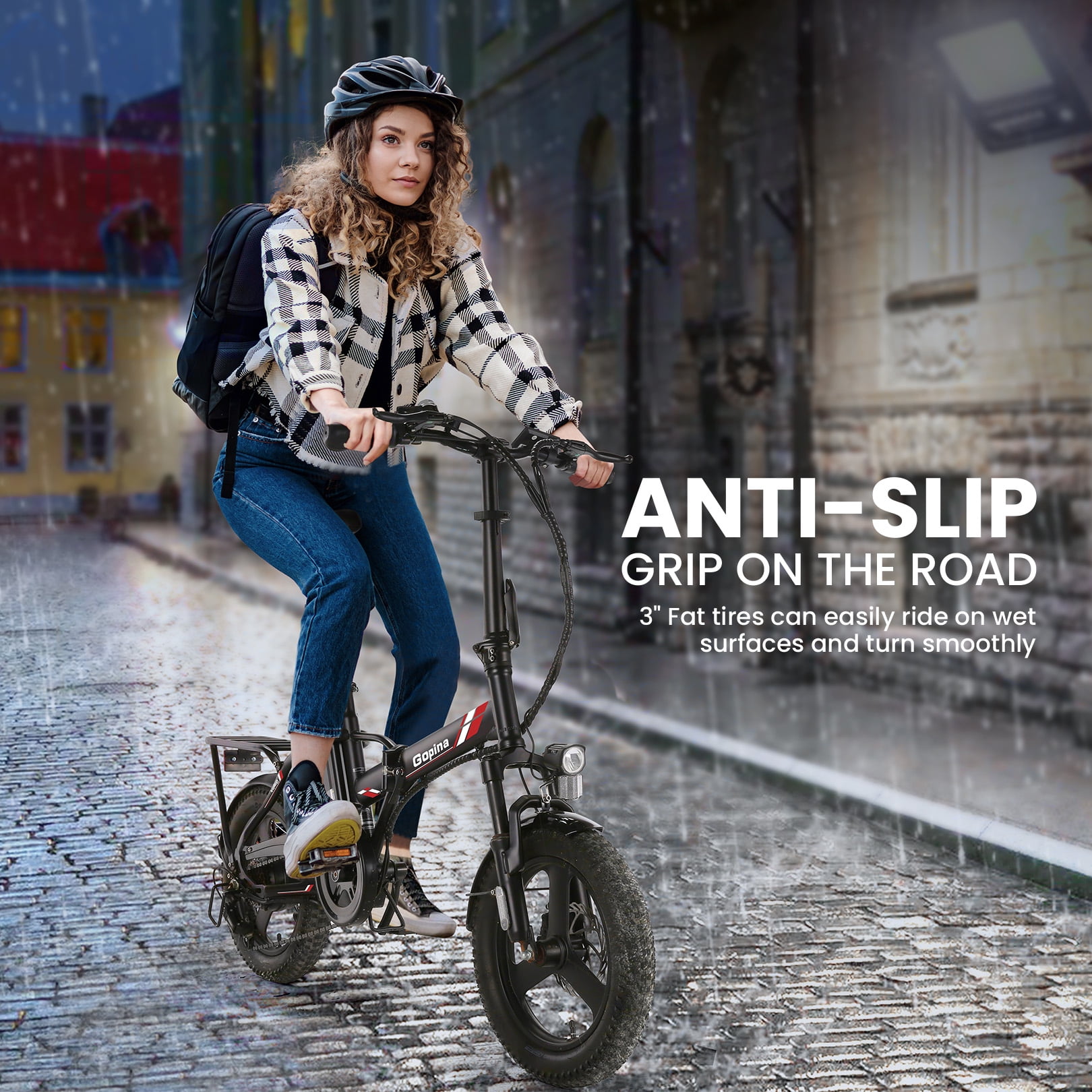 Vivi Electric Bike 16" x 3.0 Fat Tire Electric Bike 48V 350W Adult Folding Electric Bike 19.8MPH Urban Commuter Electric Bike with Smart LCD Display