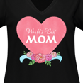 thumbnail image 4 of Inktastic World's Best Mom in Pink Heart with Flowers Women's Plus Size V-Neck T-Shirt, 4 of 5