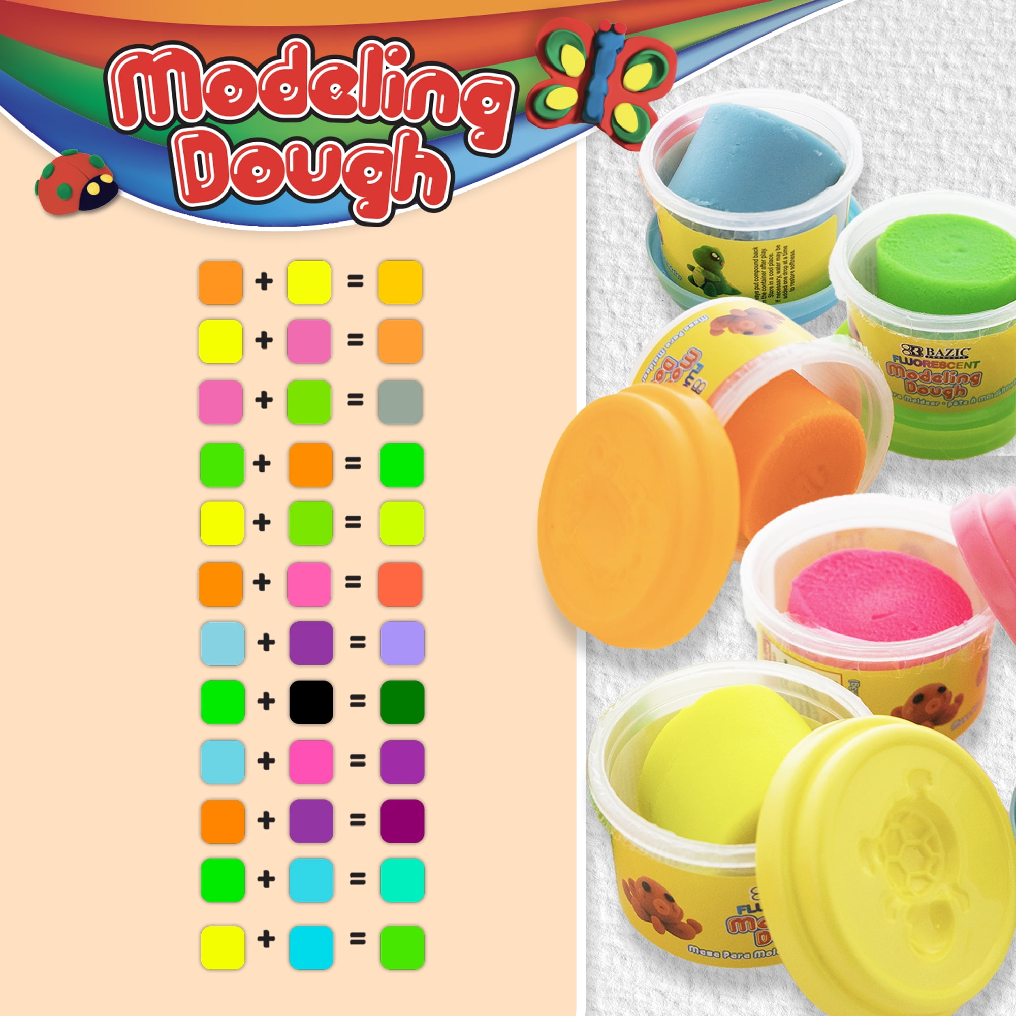 Bazic 3301 1 oz Fluorescent Color Modeling Dough - Pack of 5