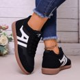 thumbnail image 3 of Sneakers for Women Lace up Classic Retro Trainers Tennis Shoes Trendy Splice Suede Flat Walking Shoes Casual Nonslip Footwear Black Size 6.5, 3 of 6