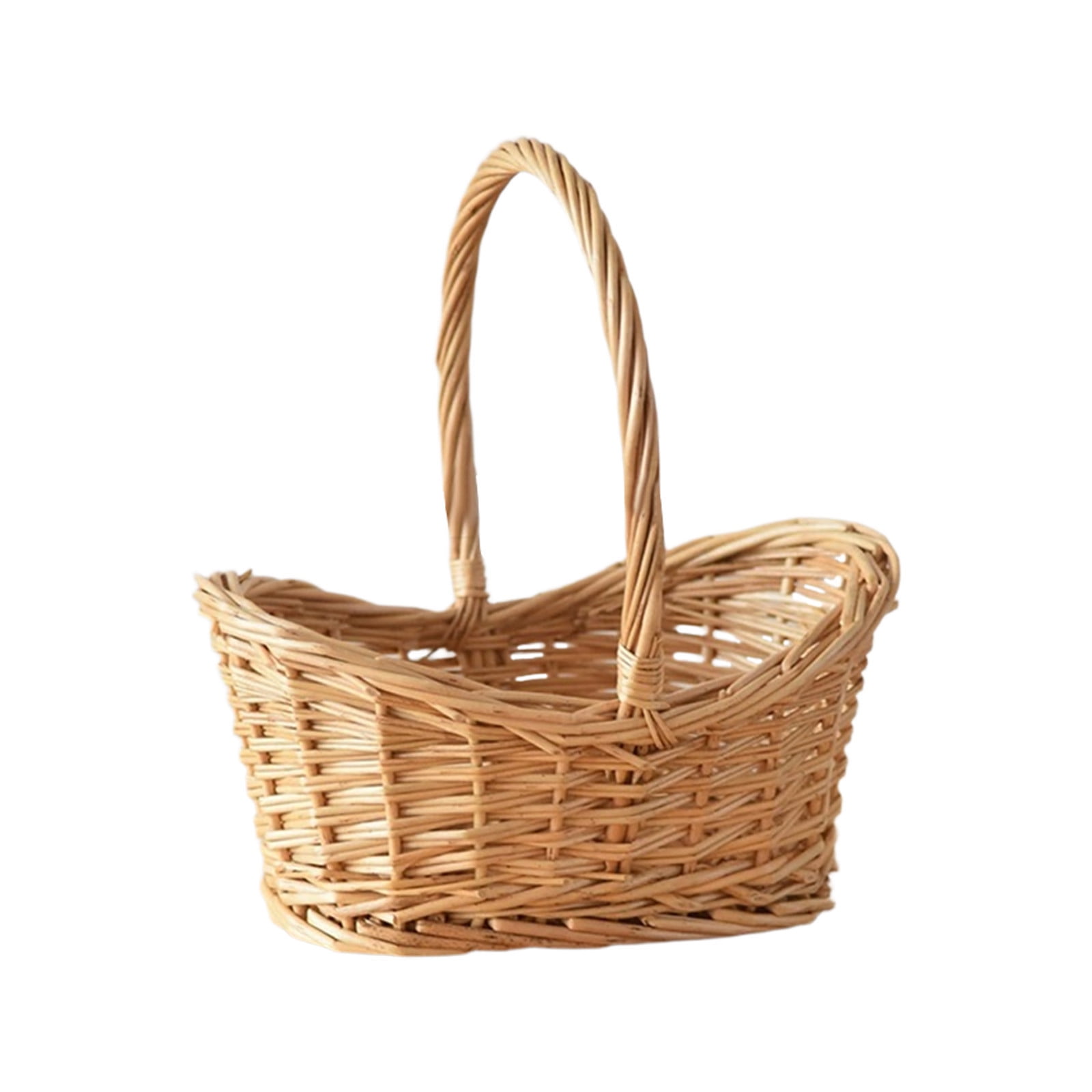 Medium Light Brown Hand Woven Wicker Basket for Storage with Handles - Woven Basket - Wicker Baskets for Picnics, Easter, Organizing, and More(Brown1)