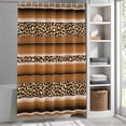 thumbnail image 3 of Brown Stripes Fabric Shower Curtain Leopard Animal Skin Printed Washable Shower Curtains for Bathroom, Waterproof Bath Curtain with Hooks Home Decor 72x72in, 3 of 8