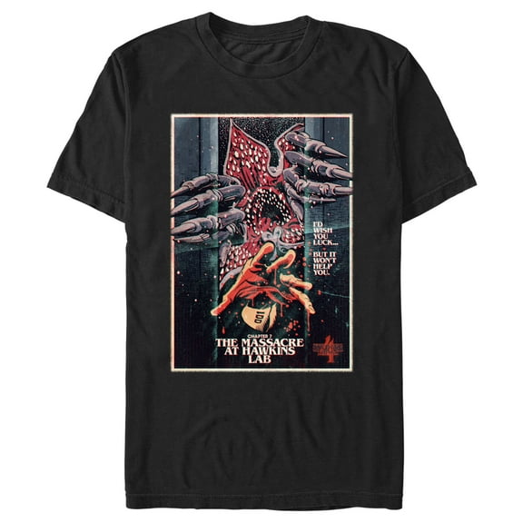 Netflix Men's Stranger Things Retro Massacre At Hawkins Lab Graphic T-Shirt