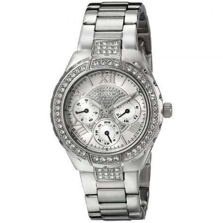 GUESS Women's U0111L1 Sparkling Silver-Tone Hi-Energy Mid-Size Watch