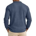 thumbnail image 5 of gzxflxpge Linen Polo Shirt for Men Lounge Vacation Button Up Long Sleeve Collared T-Shirt Fall Winter Classic Fit Pure Color Stylish Blouse Navy 3XL, 5 of 5