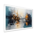 thumbnail image 2 of Designart "Moonlit Sailboat Collage Horizon Dreams I" Transportation Framed Wall Art Decor - Modern Yellow Boat Sailing Hallway Framed Wall Art Decor, 2 of 6