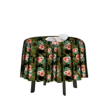

eloria Floral Printed Round Table Cloth Resistant Washable Decorative Table Cover for Dining Table