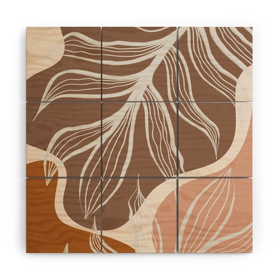 Society6 Alisa Galitsyna Organic Shapes Palm Leaves Wood Wall Mural 3' x 3'