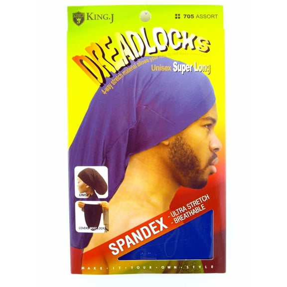 King.J Super Long Unisex Adult Spandex Dreadlock Hat Cap (Royal Blue)