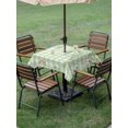 thumbnail image 4 of Outdoor Tablecloths with Umbrella Hole & Zipper, Watercolor Floral 60x60 Inch Square Tablecloths, Spring Flowers Leaves Botanical Green Plaid Waterproof Table Cloth, Patio/Pool/Picnic Table Covers, 4 of 8