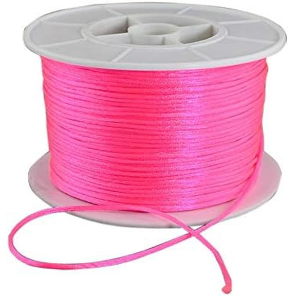 1Roll Round Nylon Thread Rattail Satin Cord for Chinese Knot Making Hot Pink 1mm 100yards/roll