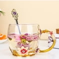 thumbnail image 4 of Tazas de café de cristal hechas a mano con cucharas, tazas de 320 ml, regalos para el día de la madre de San Valentín., 4 of 6