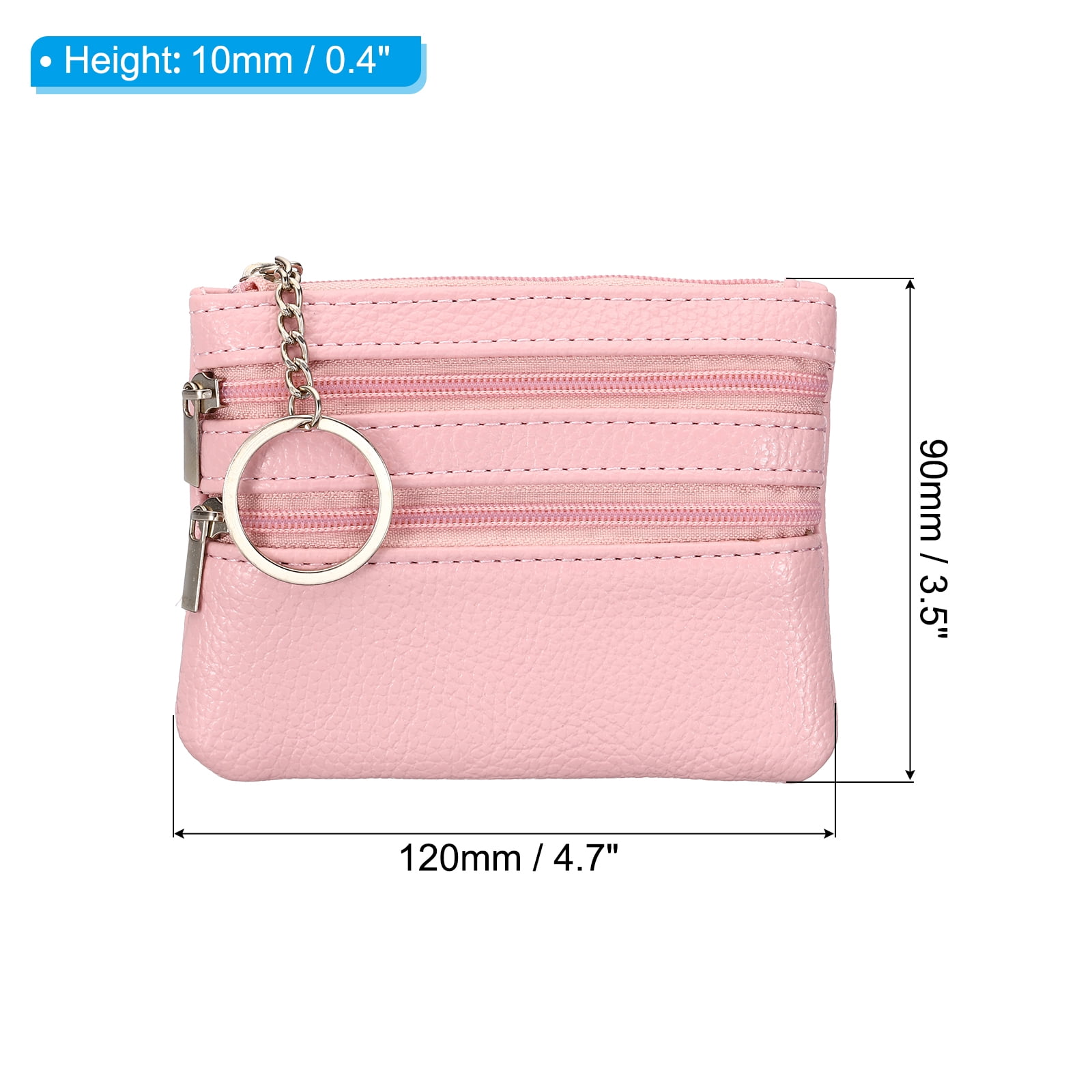 Unique Bargains Leather Change Purses Small Organizer Bags Pink
