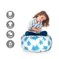 thumbnail image 2 of Underwater Storage Toy Bag Chair, Sea Turtles Illustration Exotic Ocean Animals Aboriginal Australian Ethnic, Stuffed Animal Organizer Washable Bag, Small Size, Azure Blue White, by Ambesonne, 2 of 3