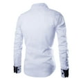 thumbnail image 3 of Camisas Oversize Hombre Camisa de manga larga para hombre Diseño Sense Grid Line Diseño Casual Color sólido (White, XL), 3 of 6
