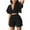 00 # Black, variant on REORIAFEE Womens Summer Outfits Casual Oversized Sets Workout Sports Tracksuits Cute Outfits Women's Ruffle Short Sleeve V Neck Top Casual Shorts Summer Plus Size Women Suits Black L