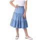 thumbnail image 2 of Falda larga con volantes y bolsillos para niña, cintura elástica, informal, escalonada, de poliéster, 2 of 8