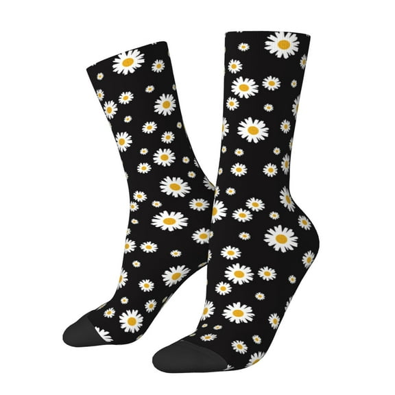 Honeii Daisy Print Adult Socks,Crew Socks,Casual Calf Socks,Daily Wear Socks for Men & Women, Perfect for Sports, Casual and Everyday Use