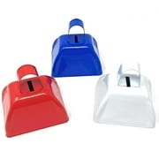 Bulk 24 Pack of Patriotic Cowbell Noise Makers - Steel Construction for The Best Bell Sound But Small Enough for Tiny Hands - American Flag Red, White and Blue