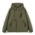 thumbnail image 4 of Wyobmus Mens Hooded Cargo Jackets Solid Color Loose Outerwear With Multi Pocket Green, 4 of 4