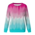 thumbnail image 5 of tklpehg Women Long Sleeve Sweatshirt Comfy Loose Blouse Leisure Lightweight Spring Shirts Long Sleeve Tops Crewneck Sweatshirts Gradient Print Tops Graphic Sweatshirts Hot Pink L, 5 of 5