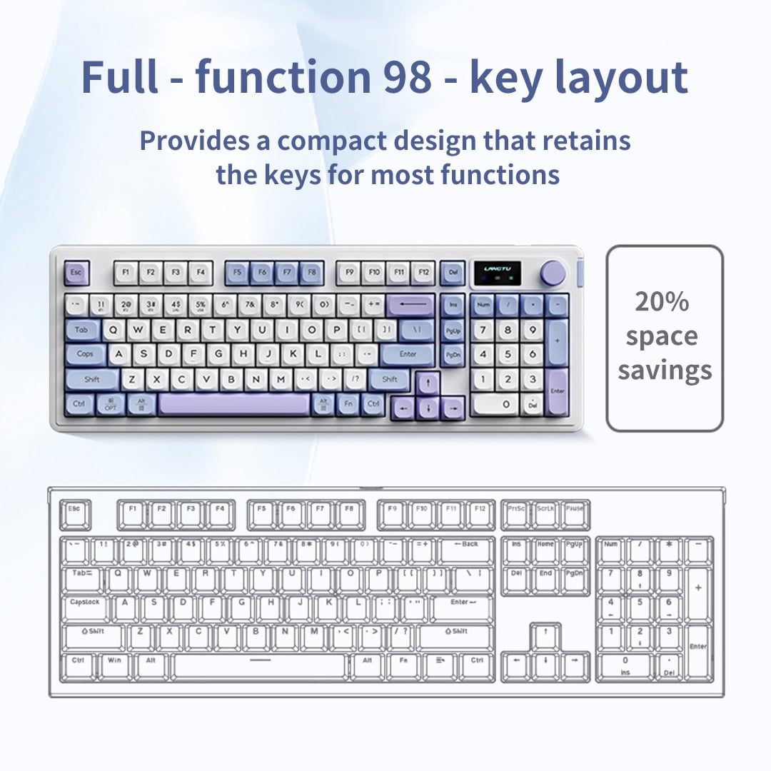 ITIGOITIE Tri - mode Bluetooth Wireless RGB Luminous Membrane Keyboard,Silent, Esports/Gaming/Office, Sea Salt Color