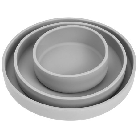 FENGGUIQU 3pcs Silicone Dinner Plates Kids Tableware Grey Refrigerated