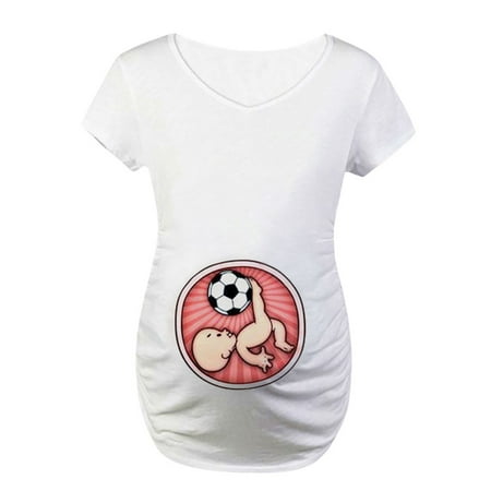 

asdoklhq Maternity Clothes for Women Clearance Women Short Sleeve Pregnant Letter Printing Cartoon Print Tops