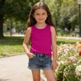 thumbnail image 5 of FAIWAD Girls Tank Tops Summer Sleeveless Ribbed Knit Tops Kids Dance Workout Shirts Casual Basic Undershirts, 5 of 9