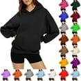 thumbnail image 4 of Women's Fashion Oversized Drop Shoulder Long Sleeve Sweatshirt Solid Color Hooded Sweatshirt for Comfortable Fit,Wine,M, 4 of 6