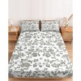 thumbnail image 2 of Full Size Fitted Sheet Set - Farmhouse Flowers 3 Piece Bedding Sets 16" Deep Pocket Fitted Sheet with 2 Pillowcases Pastoral Vintage Leaf Spring Summer Brushed Microfiber Hotel Luxury Bed Sheets, 2 of 9