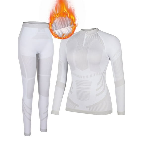 Charmo Thermal Outfit Sets for Womens Athletic Sets for Skiing Quarter Zip Activewear for Cold Weather