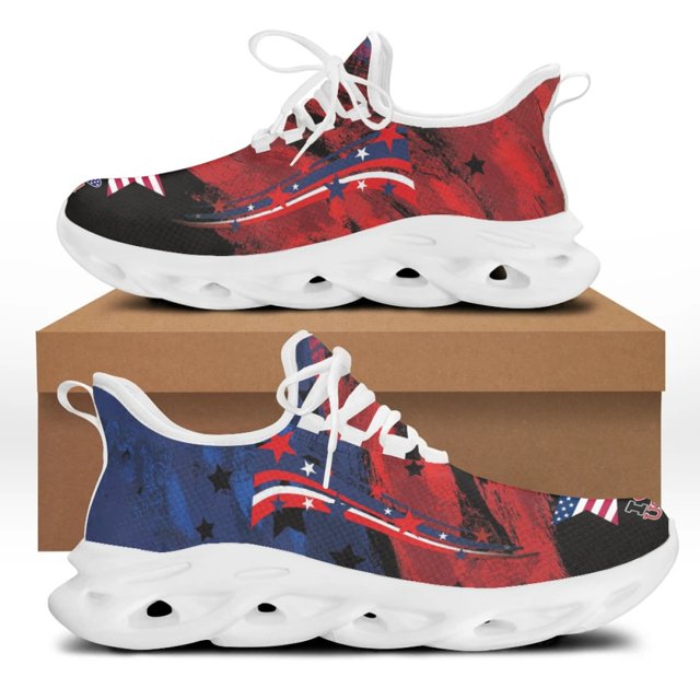 Zapatillas deportivas con diseño de bandera estadounidense para mujer, zapatillas planas para correr, zapatillas ligeras de malla para calzado femenino